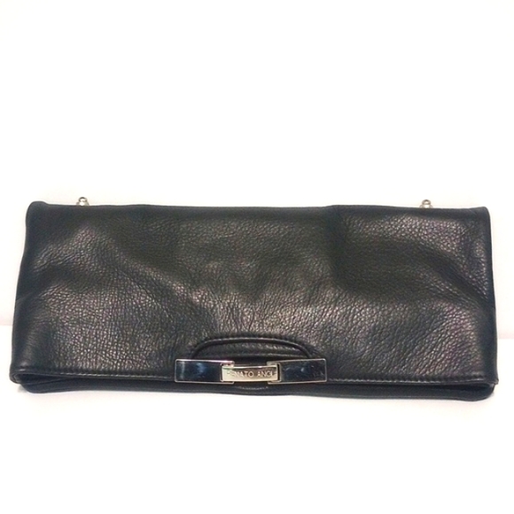 RENATO ANGI Venezia Made in Italy Black Leather Clutch / Crossbody/ Shoulder Bag - Picture 4 of 11